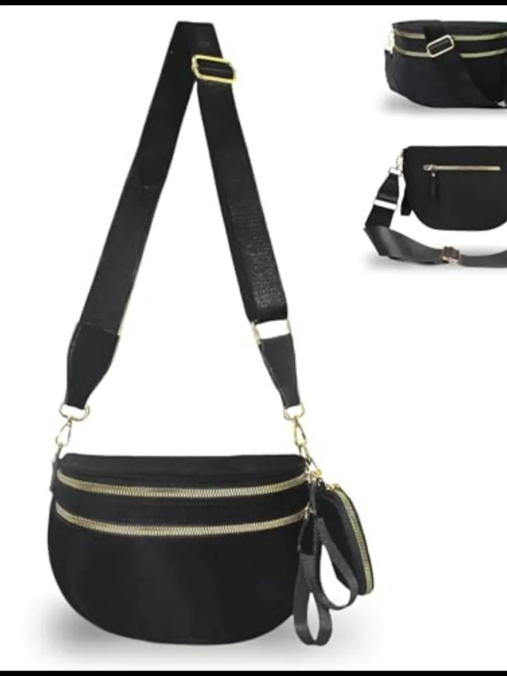 Nylon Crossbody Sling Bag Checkered Pattern Adjustable Strap Large Capacity